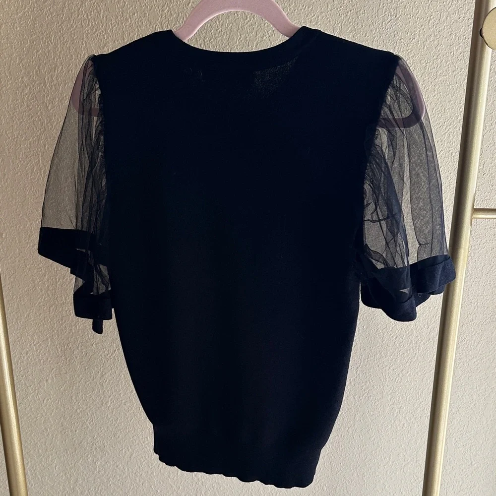 Ellison Black Top with Sheer Butterfly Sleeves - Picture 2 of 5